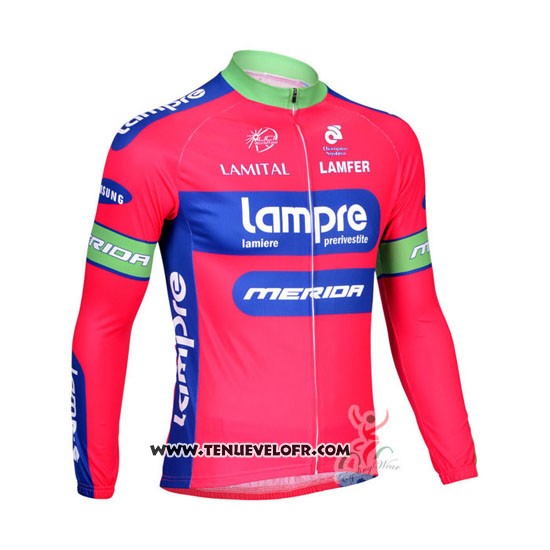 2012 Maillot Ciclismo Lampre Merida Rose et Azur Manches Longues et Cuissard